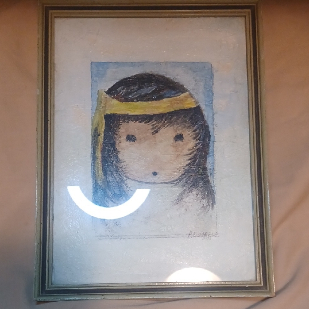 Framed Indian Girl Water Color